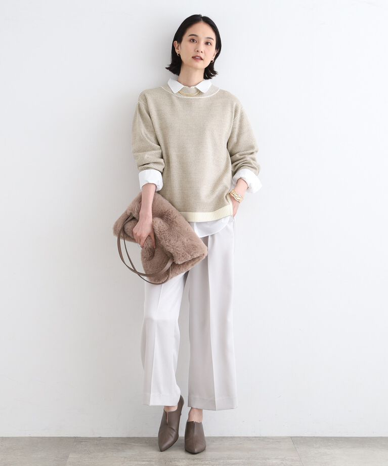 INDIVI「【洗える／SETUP可能】アシメデザイン ジャカードボトルネックニット」|ニット・セーター|