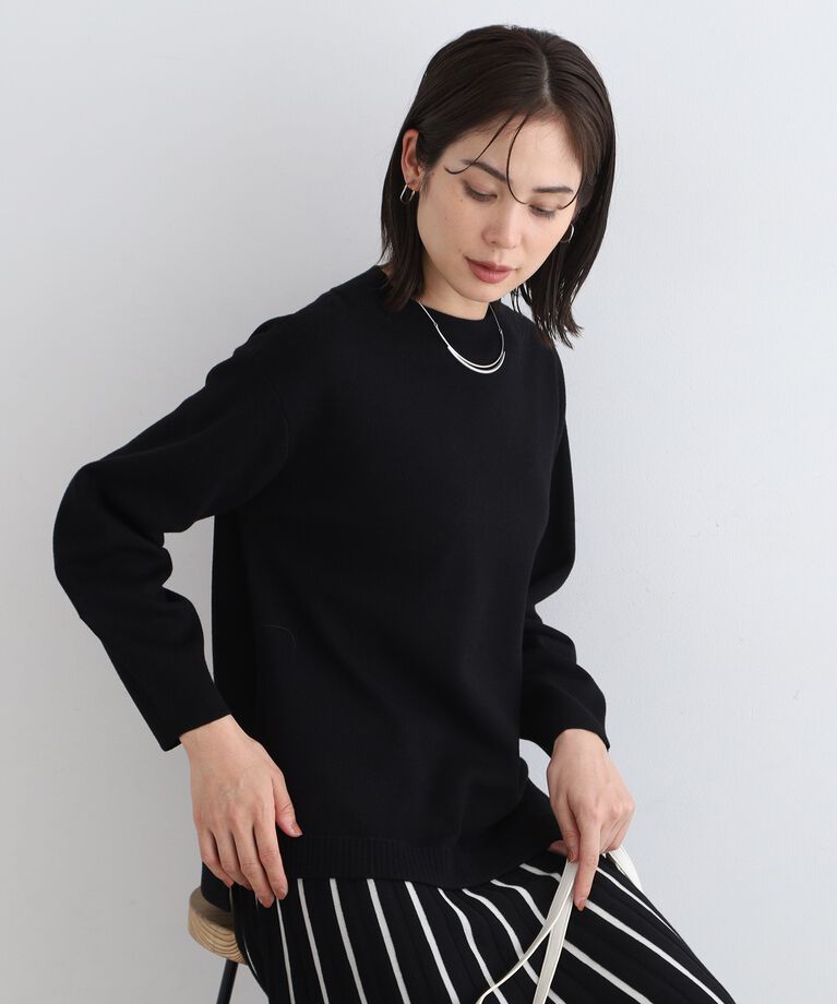 INDIVI「【洗える／SETUP可能】アシメデザイン ジャカードボトルネックニット」|ニット・セーター|