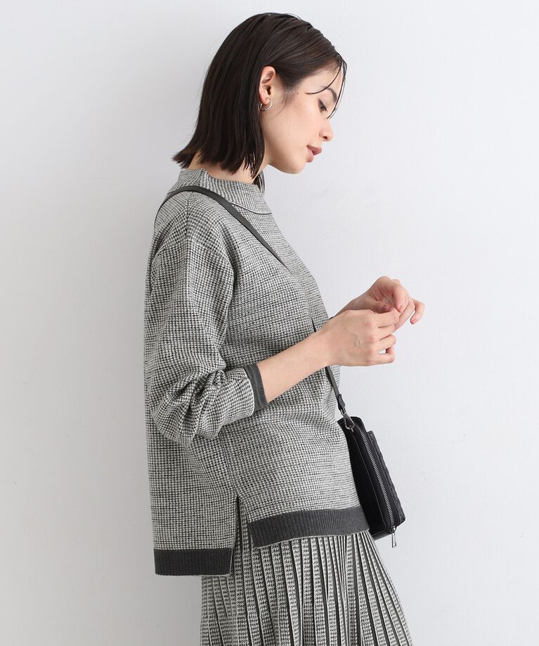 INDIVI「【洗える／SETUP可能】アシメデザイン ジャカードボトルネックニット」|ニット・セーター|