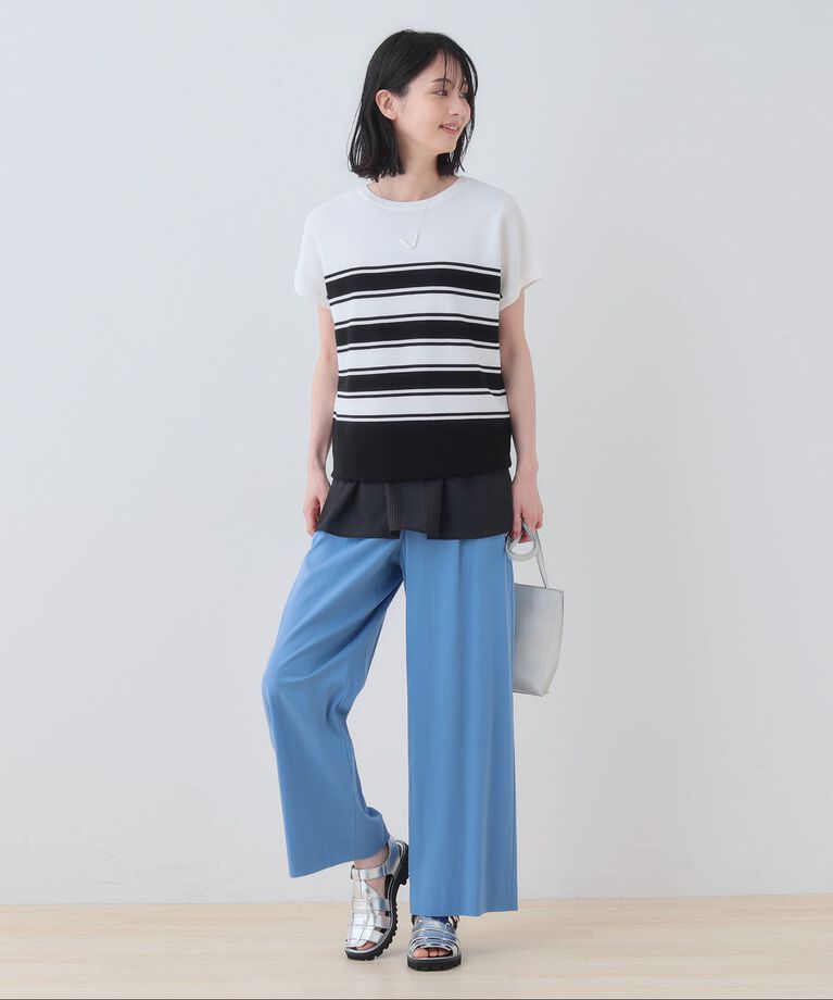 INDIVI「新色登場！【洗える／清涼感】レーヨンストレッチ フレンチスリーブニット」|ニット・セーター|