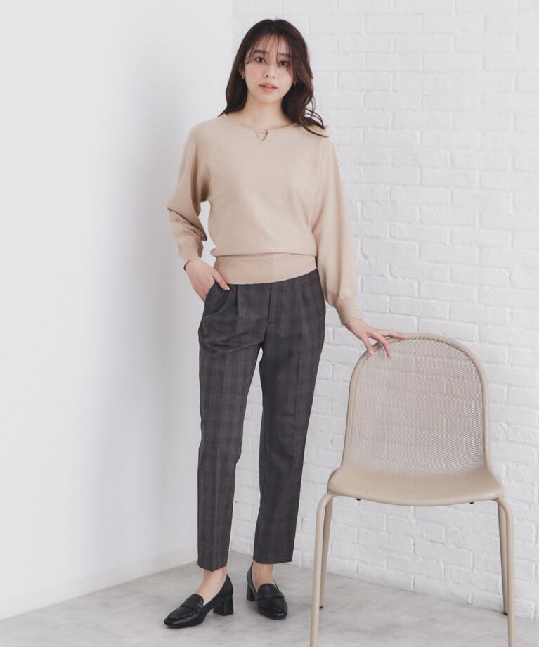 index「《5color/XS-LL》キーネックビジュードルマンニット【洗濯機洗い可】」|ニット・セーター|