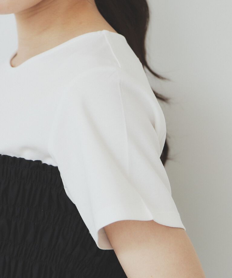 index「シャーリングドッキングペプラムトップス【洗濯機洗い可】」|Tシャツ・カットソー|