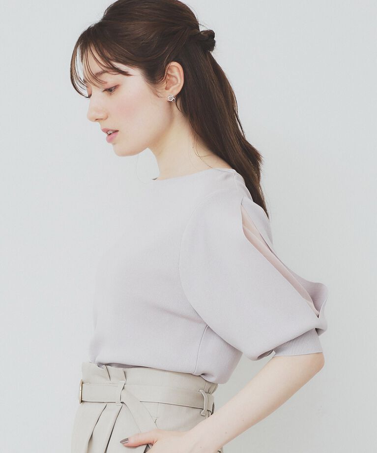 index「《6color/XS-LLsize》ドライタッチ デザインスリーブニット【洗濯機洗い可/接触冷感/抗」|ニット・セーター|