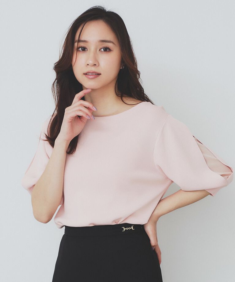 index「《6color/XS-LLsize》ドライタッチ デザインスリーブニット【洗濯機洗い可/接触冷感/抗」|ニット・セーター|