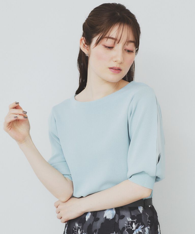 index「《6color/XS-LLsize》ドライタッチ デザインスリーブニット【洗濯機洗い可/接触冷感/抗」|ニット・セーター|