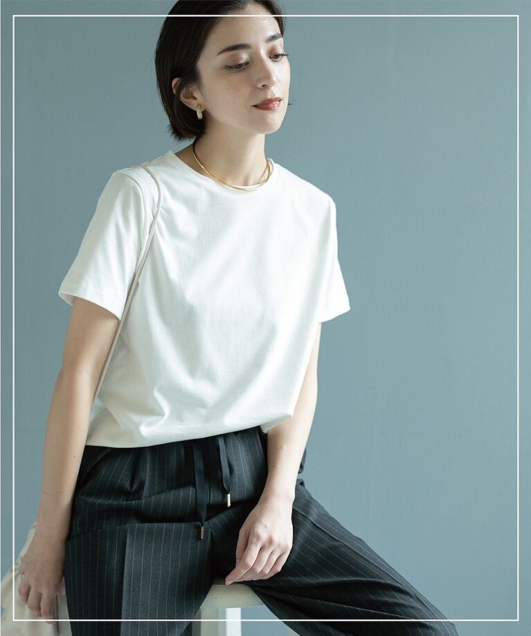 OPAQUE.CLIP「ベーシックTシャツ【接触冷感／UVケア／汗染み防止】」|Tシャツ・カットソー|ホワイト(001)