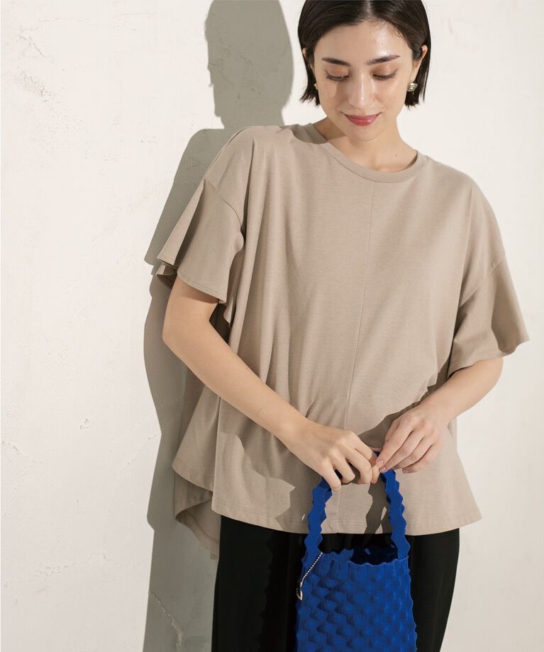OPAQUE.CLIP「フリルスリーブカットソー【洗濯機洗い可】」|Tシャツ・カットソー|