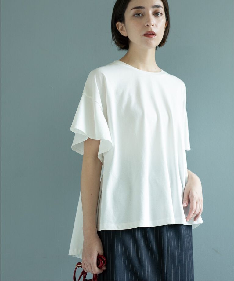 OPAQUE.CLIP「フリルスリーブカットソー【洗濯機洗い可】」|Tシャツ・カットソー|