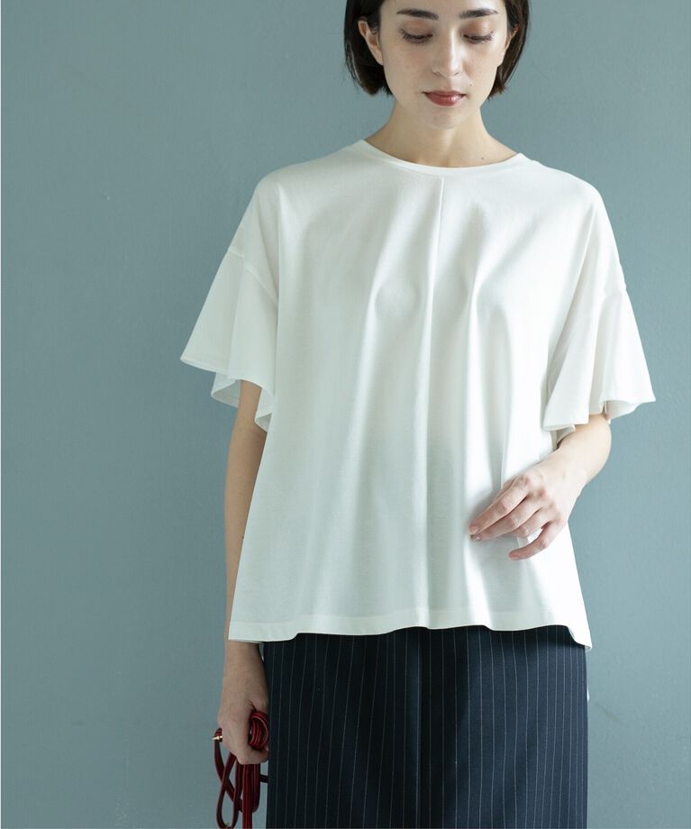 OPAQUE.CLIP「フリルスリーブカットソー【洗濯機洗い可】」|Tシャツ・カットソー|