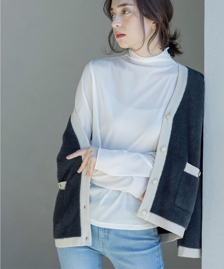 OPAQUE.CLIP「シアーメロウハイネックトップス【洗濯機洗い可】」|Tシャツ・カットソー|