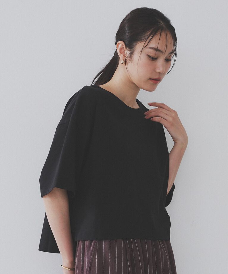 OPAQUE.CLIP「ボートネックショートTシャツ【洗濯機洗い可】」|Tシャツ・カットソー|
