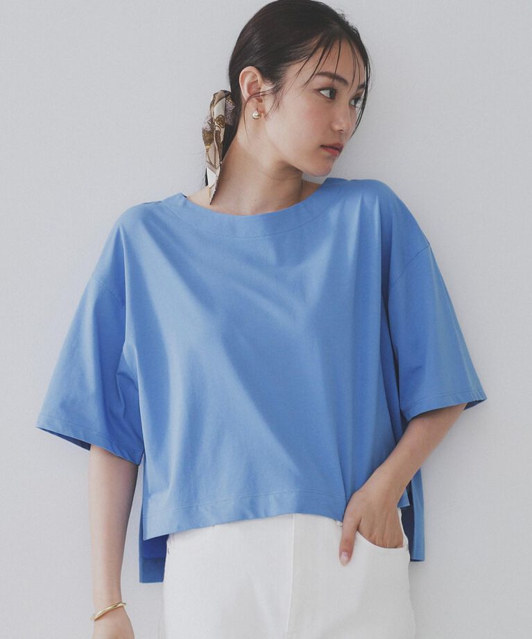 OPAQUE.CLIP「ボートネックショートTシャツ【洗濯機洗い可】」|Tシャツ・カットソー|