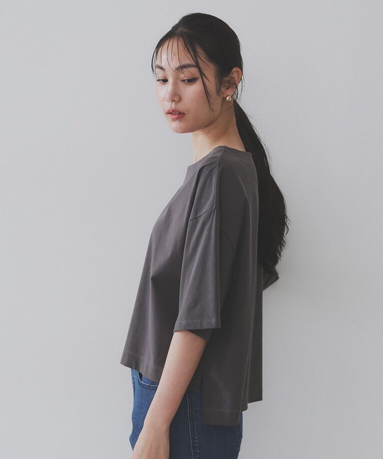 OPAQUE.CLIP「ボートネックショートTシャツ【洗濯機洗い可】」|Tシャツ・カットソー|