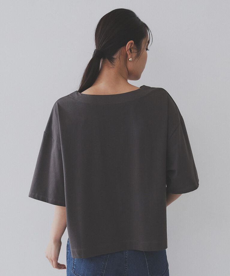 OPAQUE.CLIP「ボートネックショートTシャツ【洗濯機洗い可】」|Tシャツ・カットソー|