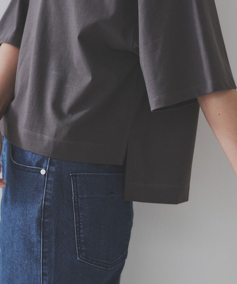OPAQUE.CLIP「ボートネックショートTシャツ【洗濯機洗い可】」|Tシャツ・カットソー|