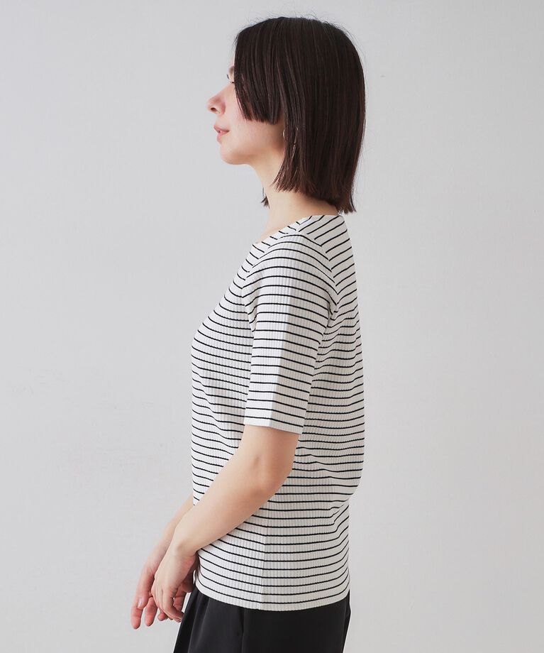 OPAQUE.CLIP「ボートネックリブカットソー【洗濯機洗い可】」|Tシャツ・カットソー|
