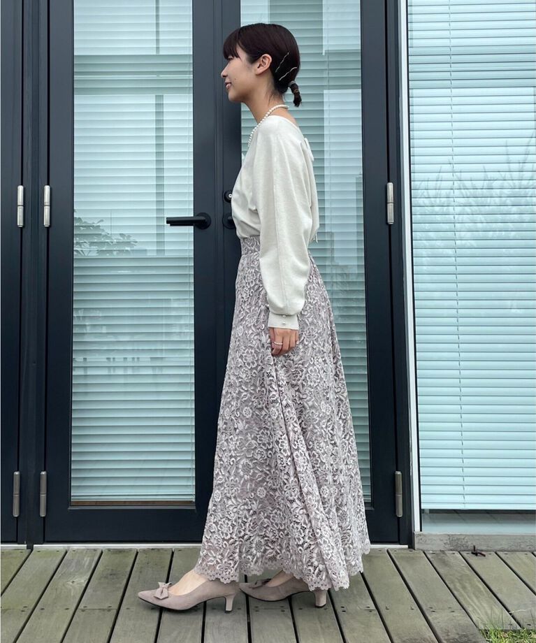 Couture broach「【美シルエットニット】リボン2WAYフェイクパール袖ドルマンニット」|ニット・セーター|