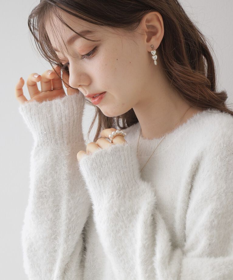 Couture broach「【きらきら感でオトナ可愛い】スパンコールフェザー前後2WAYニット」|ニット・セーター|
