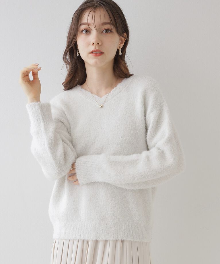 Couture broach「【きらきら感でオトナ可愛い】スパンコールフェザー前後2WAYニット」|ニット・セーター|