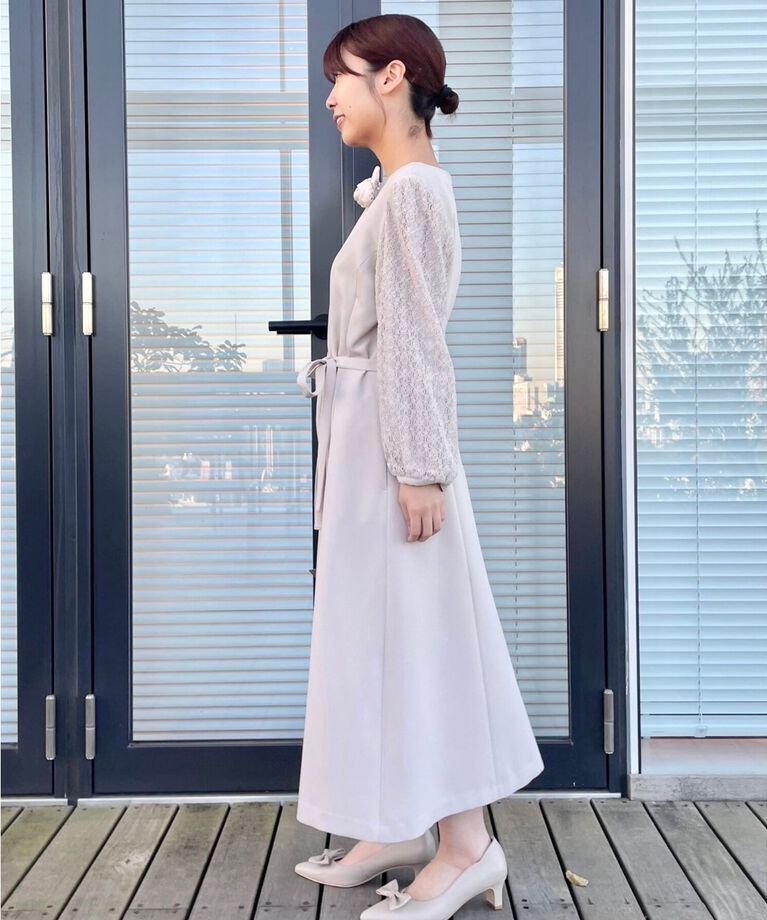 Couture broach「【セレモニーシーン・おでかけにも】袖レースAラインワンピース」|ワンピース|