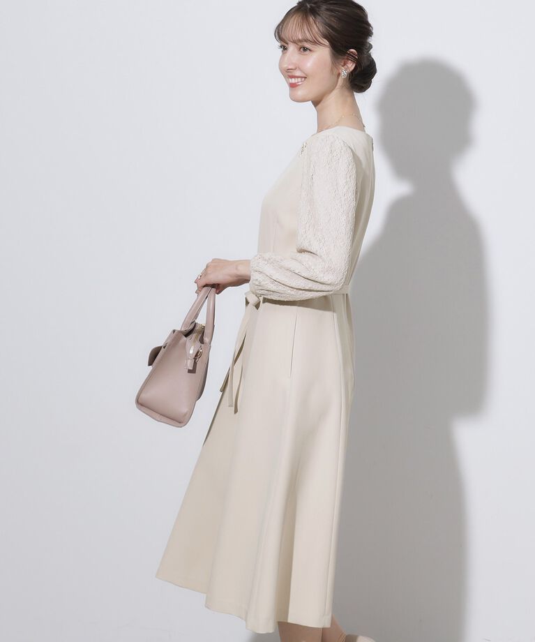 Couture broach「【セレモニーシーン・おでかけにも】袖レースAラインワンピース」|ワンピース|