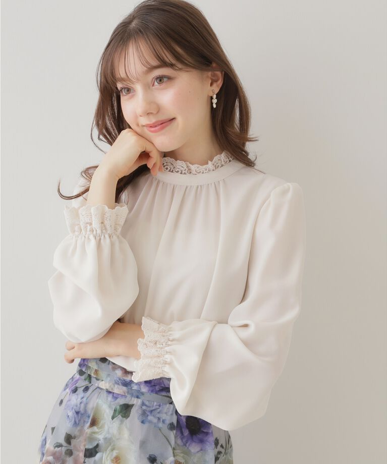 Couture broach「【ほろ甘・大人カワイイ】エンブロレース2WAYブラウス」|シャツ・ブラウス|アイボリー(004)