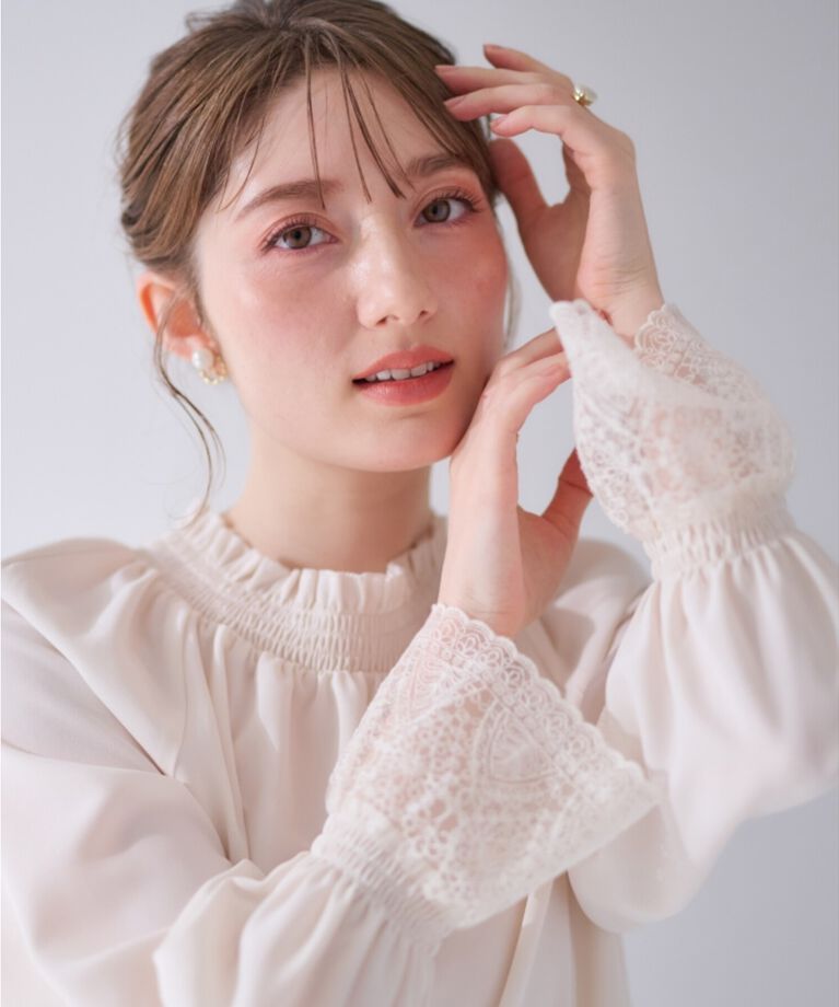 Couture broach「【大人可愛い・通勤】レースキャンディーシャーリングチュニック」|シャツ・ブラウス|