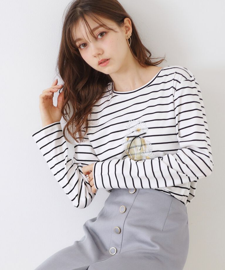 Couture broach「【UVカット・接触冷感・洗える】デイジーパルファムロンT」|Tシャツ・カットソー|ブラック(319)