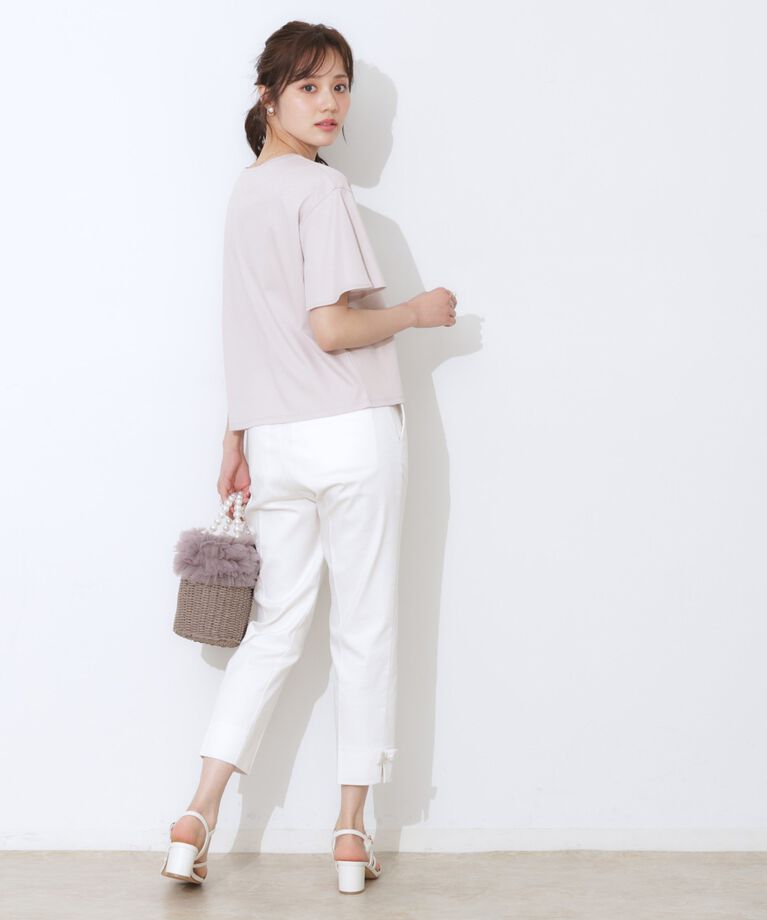 Couture broach「【マシンウォッシャブル・接触冷感・UV機能】60リボンロゴプリント フレアーT」|Tシャツ・カットソー|