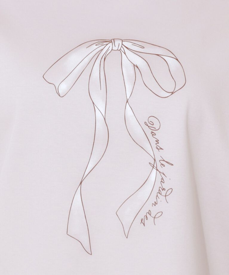 Couture broach「【マシンウォッシャブル・接触冷感・UV機能】60リボンロゴプリント フレアーT」|Tシャツ・カットソー|