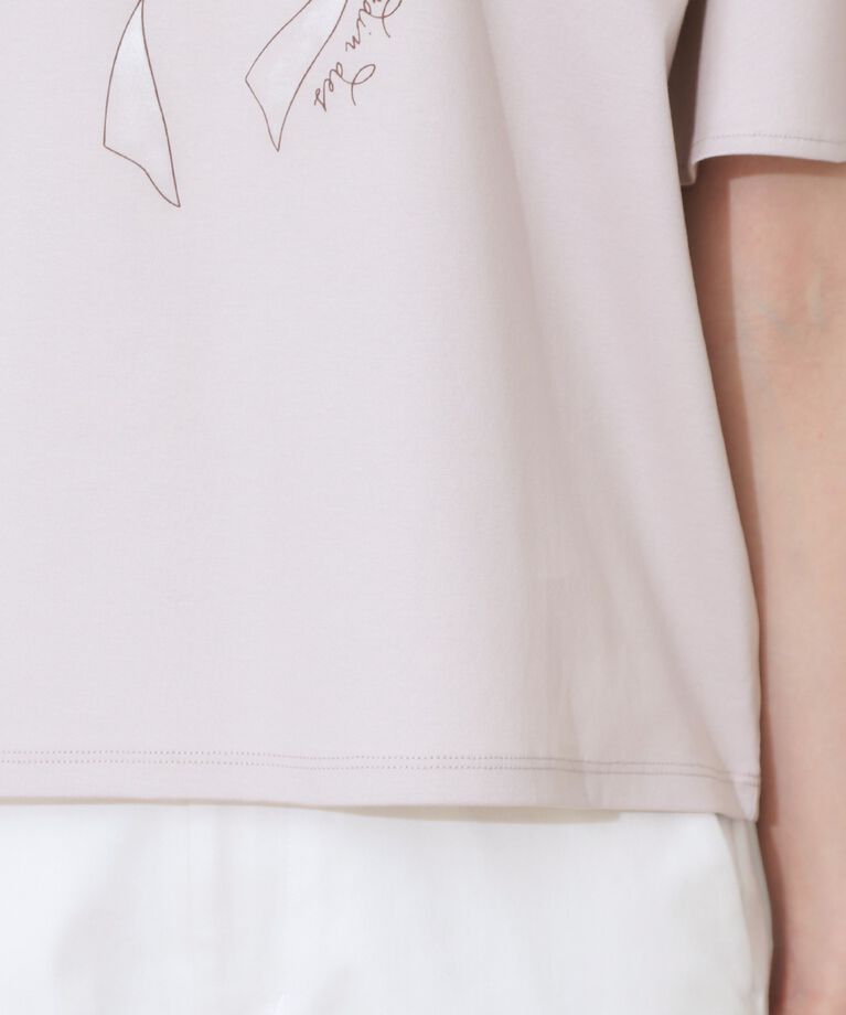 Couture broach「【マシンウォッシャブル・接触冷感・UV機能】60リボンロゴプリント フレアーT」|Tシャツ・カットソー|