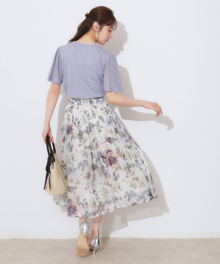 Couture broach「【手洗い可能・UV・アンチピリング・接触冷感・二の腕カバー】透かし袖ニットトップス」|ニット・セーター|