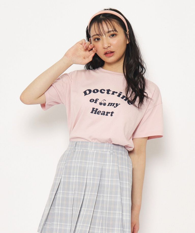 PINK-latte「【130cmあり】チェリーロゴTシャツ」|Tシャツ・カットソー|