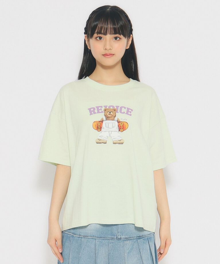 PINK-latte「スケボークマちゃんプリントTシャツ」|Tシャツ・カットソー|