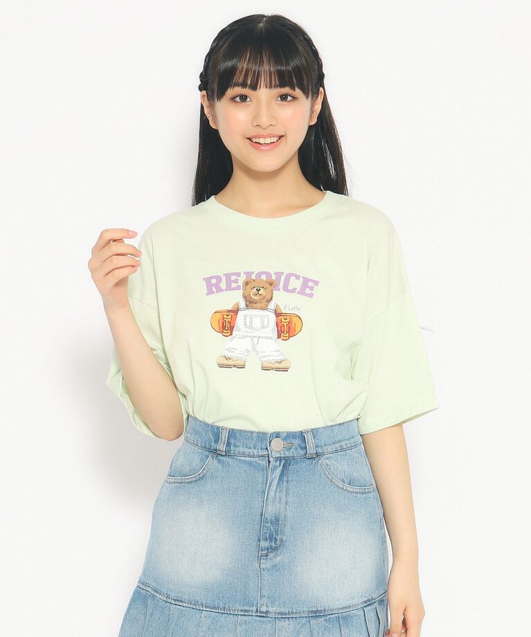 PINK-latte「スケボークマちゃんプリントTシャツ」|Tシャツ・カットソー|ﾐﾝﾄｸﾞﾘｰﾝ(021)