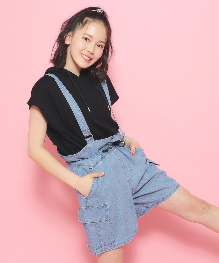 PINK-latte「【接触冷感機能付き】サスペンダーキュロットパンツ」|キュロット|
