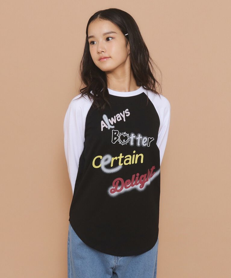 PINK-latte「【130cmあり】グラフィックロゴ ラグランTシャツ」|Tシャツ・カットソー|