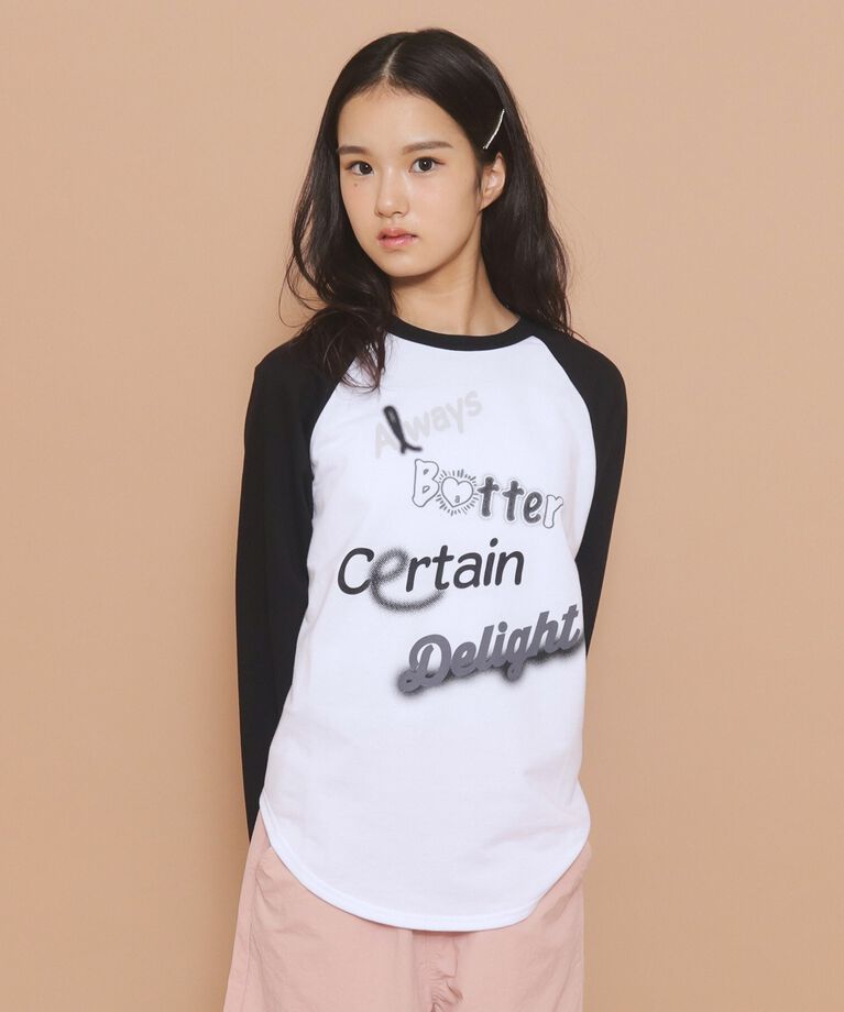 PINK-latte「【130cmあり】グラフィックロゴ ラグランTシャツ」|Tシャツ・カットソー|