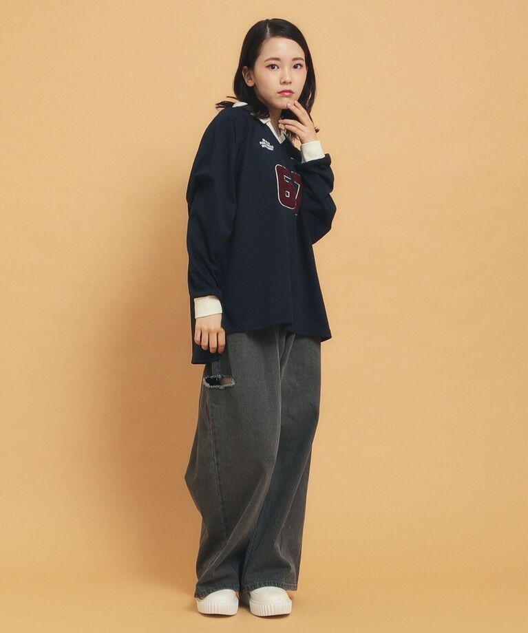 PINK-latte「衿付きユニフォームロングTシャツ」|Tシャツ・カットソー|