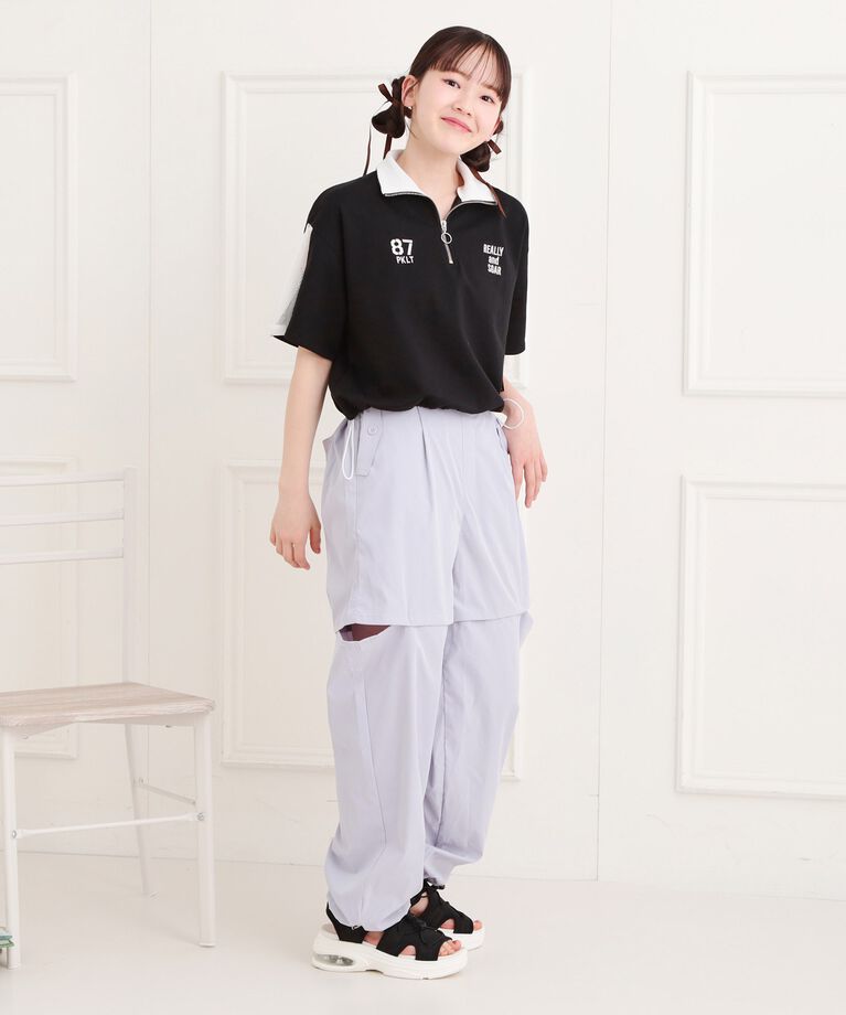 PINK-latte「メッシュ切替ハーフジッププルオーバー」|Tシャツ・カットソー|