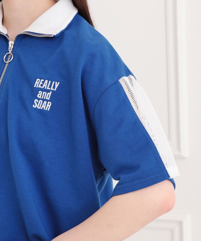 PINK-latte「メッシュ切替ハーフジッププルオーバー」|Tシャツ・カットソー|