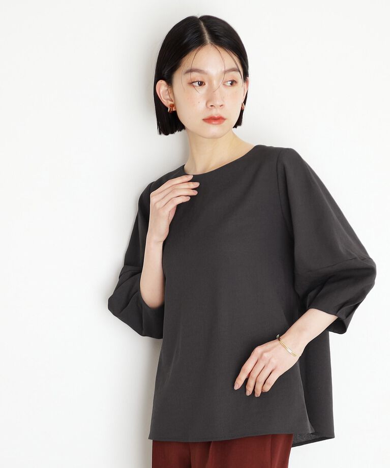 THE SHOP TK「麻調ランタン袖ブラウス【洗える】」|シャツ・ブラウス|