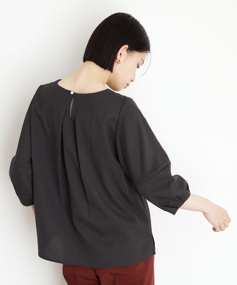 THE SHOP TK「麻調ランタン袖ブラウス【洗える】」|シャツ・ブラウス|