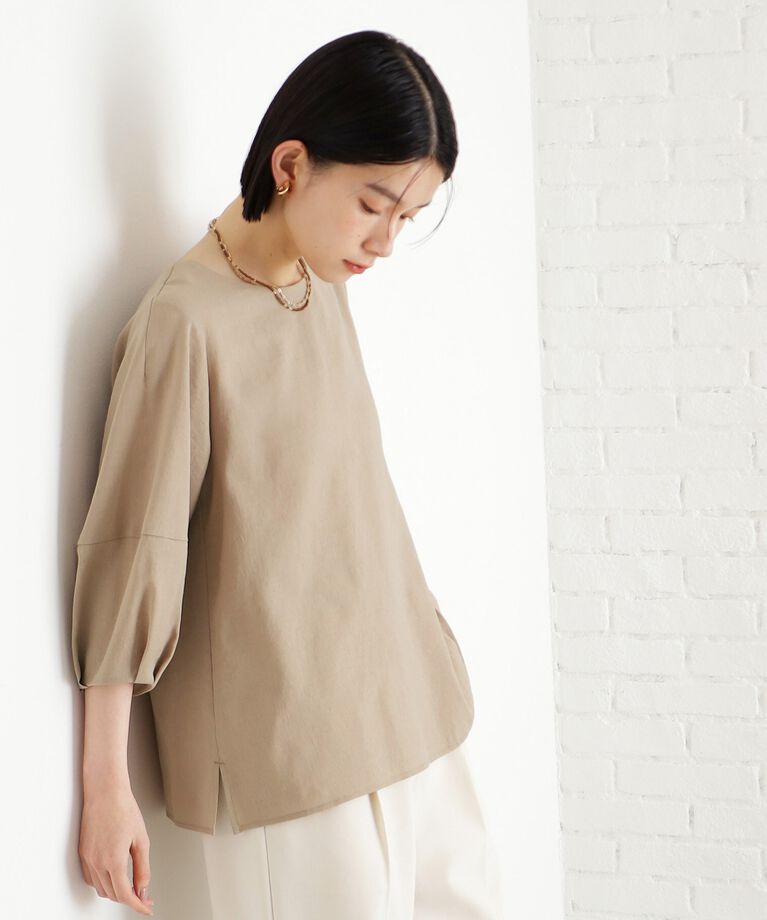 THE SHOP TK「麻調ランタン袖ブラウス【洗える】」|シャツ・ブラウス|