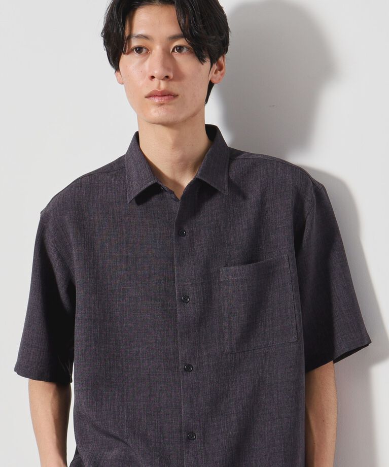 THE SHOP TK「リネンライク半袖シャツ セットアップ可」|シャツ・ブラウス|チャコールグレー(0