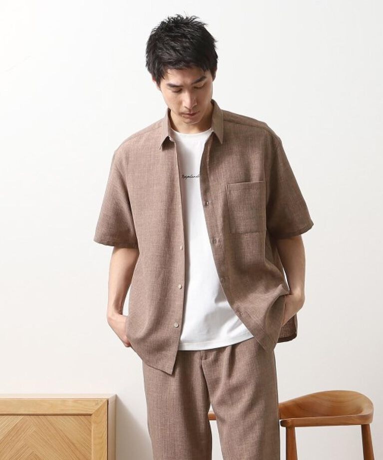 THE SHOP TK「リネンライク半袖シャツ セットアップ可」|シャツ・ブラウス|