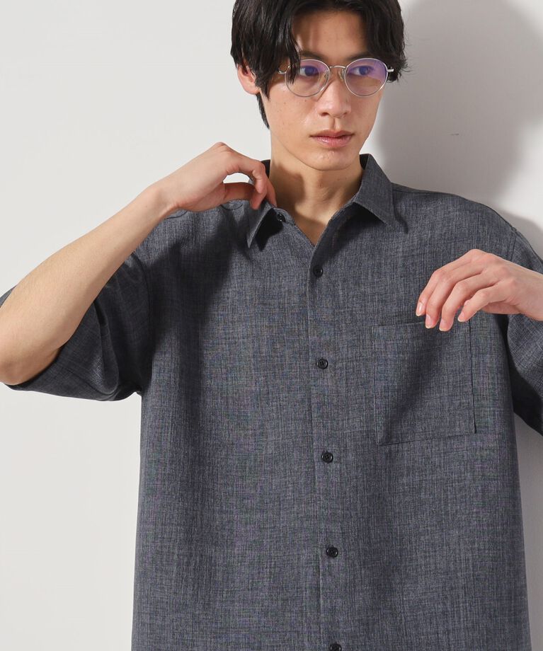 THE SHOP TK「リネンライク半袖シャツ セットアップ可」|シャツ・ブラウス|ブルー(093)