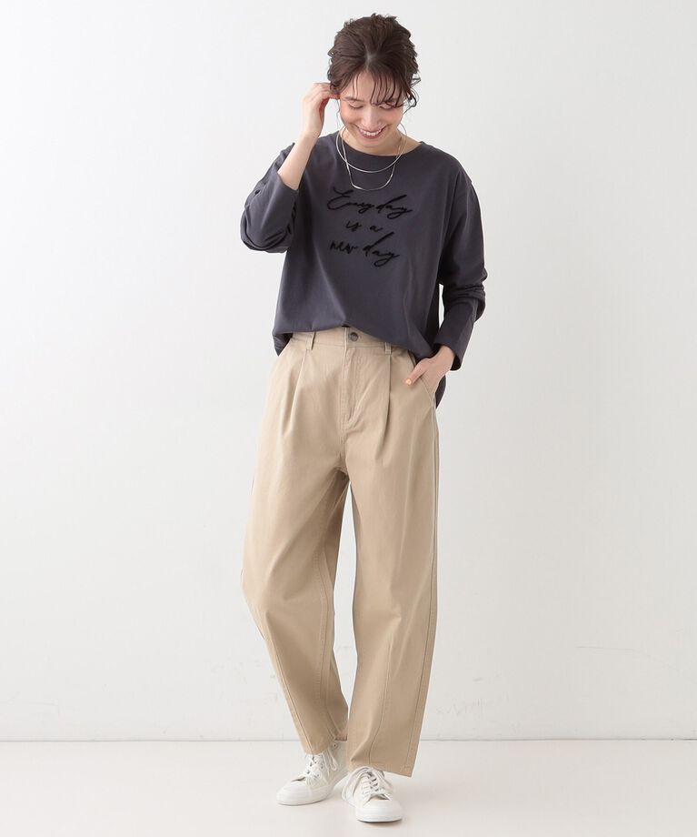 SHOO･LA･RUE「【洗える/S-LL】脚のラインを拾いにくい 綿ツイルカーブパンツ」|その他|