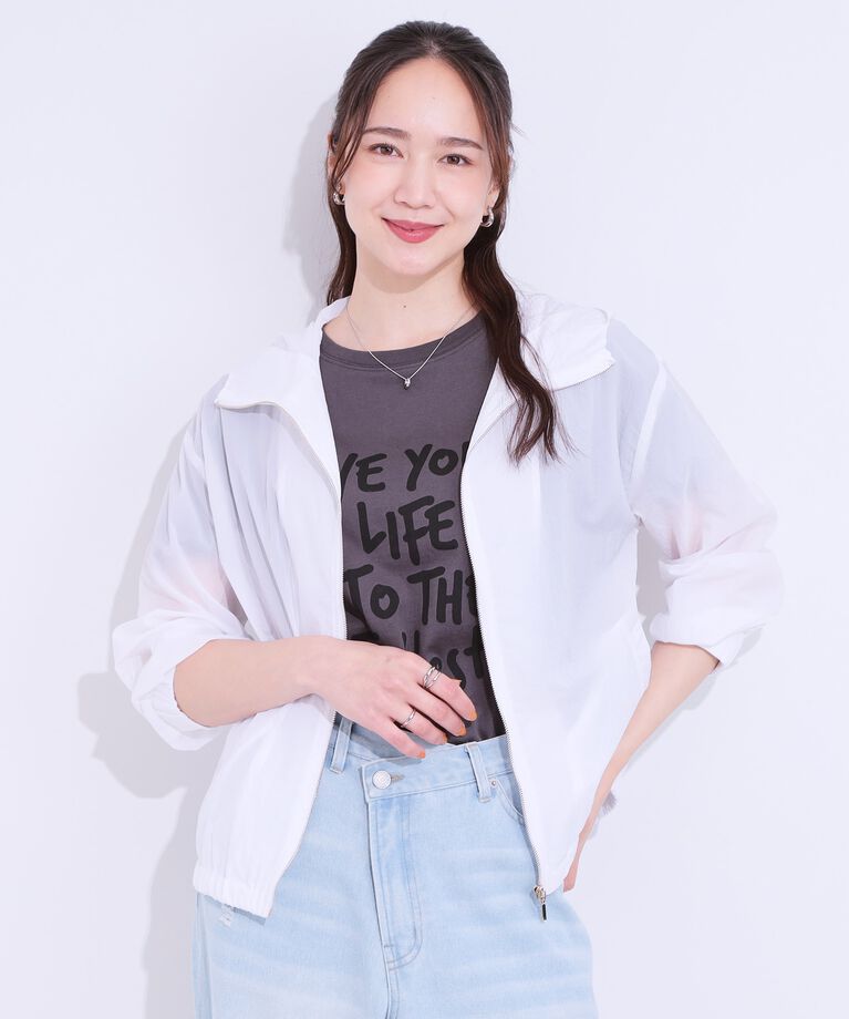 SHOO･LA･RUE「【S-LL】程よいシアー感　大人世代の軽やかフードブルゾン」|ブルゾン・スタジャン|