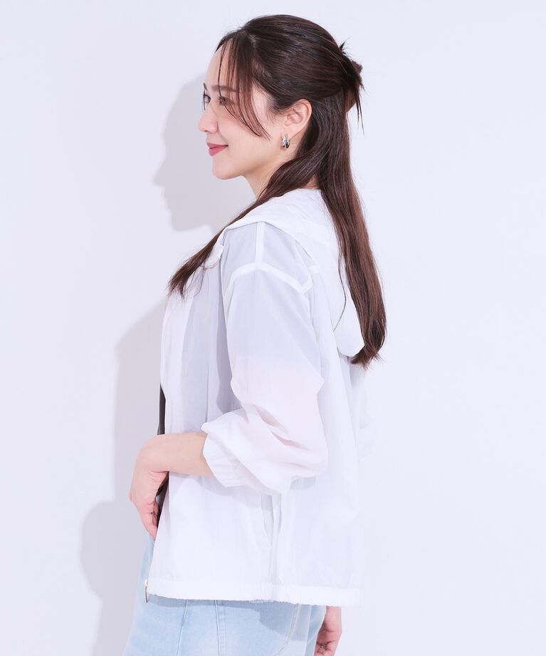 SHOO･LA･RUE「【S-LL】程よいシアー感　大人世代の軽やかフードブルゾン」|ブルゾン・スタジャン|